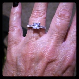 925 stamped silver and cubic zirconia engagement